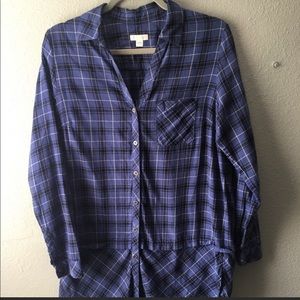 J. Jill plaid button down oversized top size small